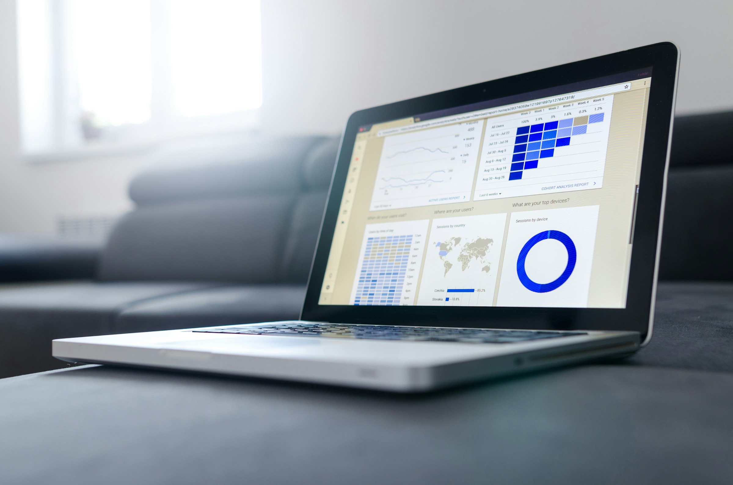 Data dashboard on a laptop